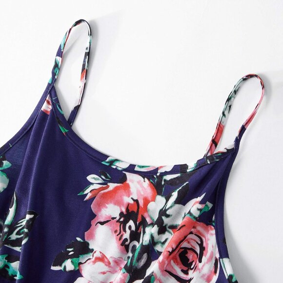 Mommy and Me Dress Set Floral Summer Beach Sleeveless with Headband - Picture 5 of 5